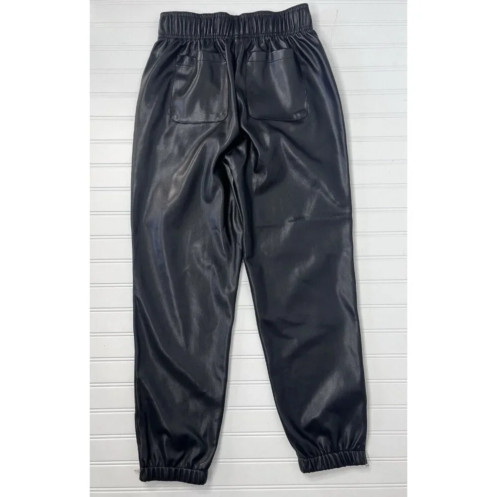 AVEC LES FILLES Women's Black Faux Leather Side Zipper Jogger Pants NWT XS - Picture 5 of 5